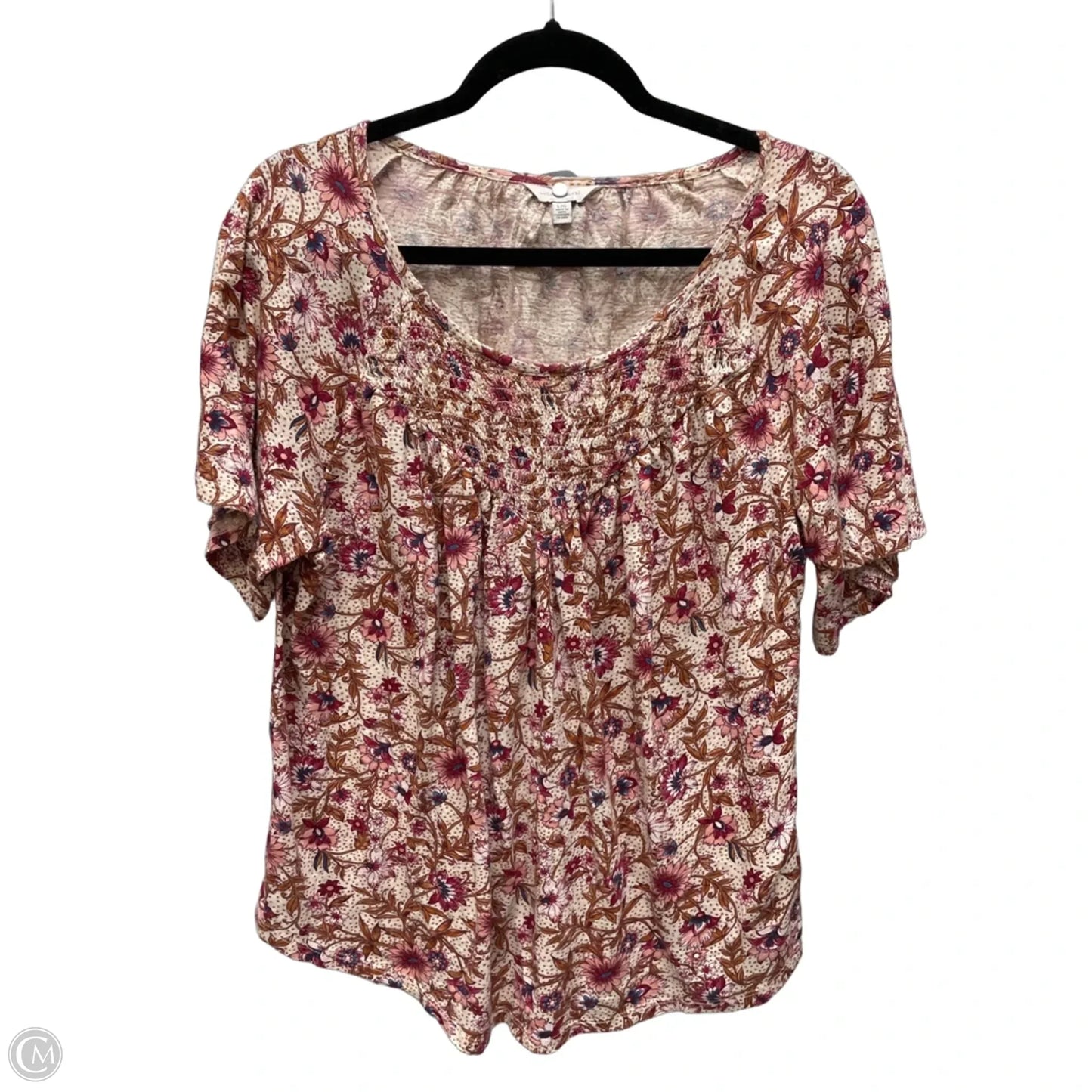 Top Short Sleeve By Lucky Brand In Floral Print, Size: L
