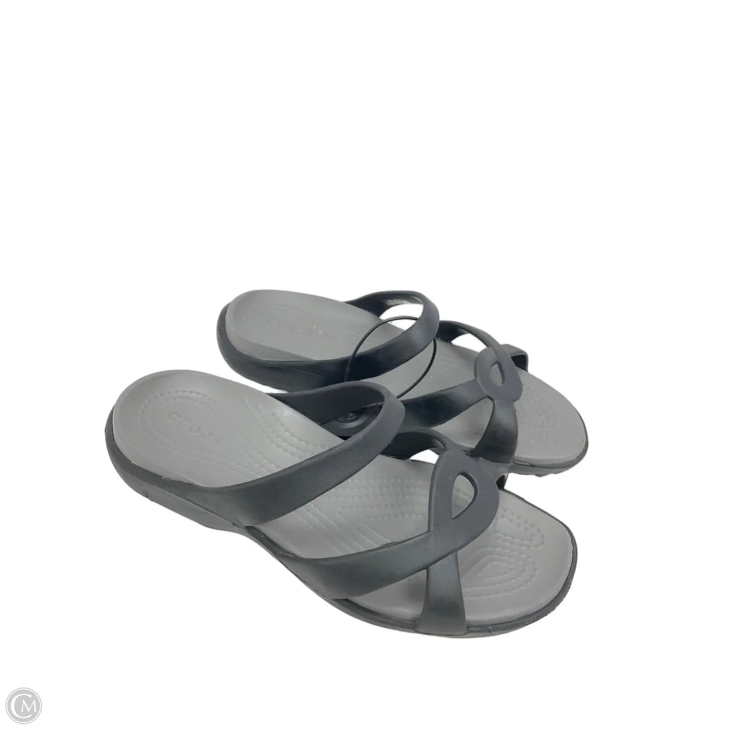 Sandals Heels Wedge By Crocs In Black, Size: 7