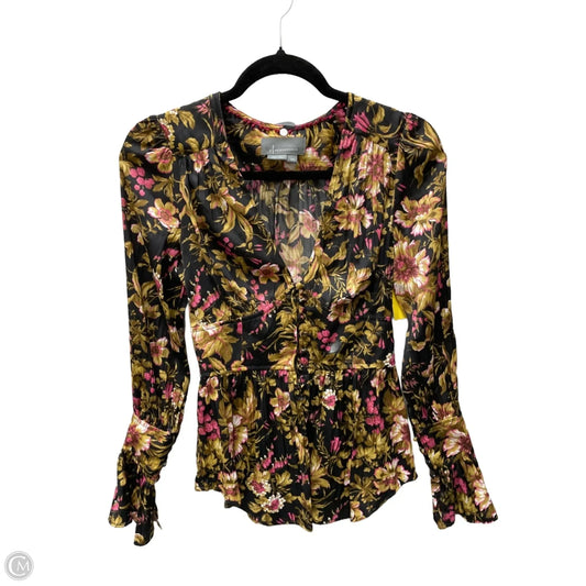 Blouse Long Sleeve By Anthropologie In Floral Print, Size: 2x