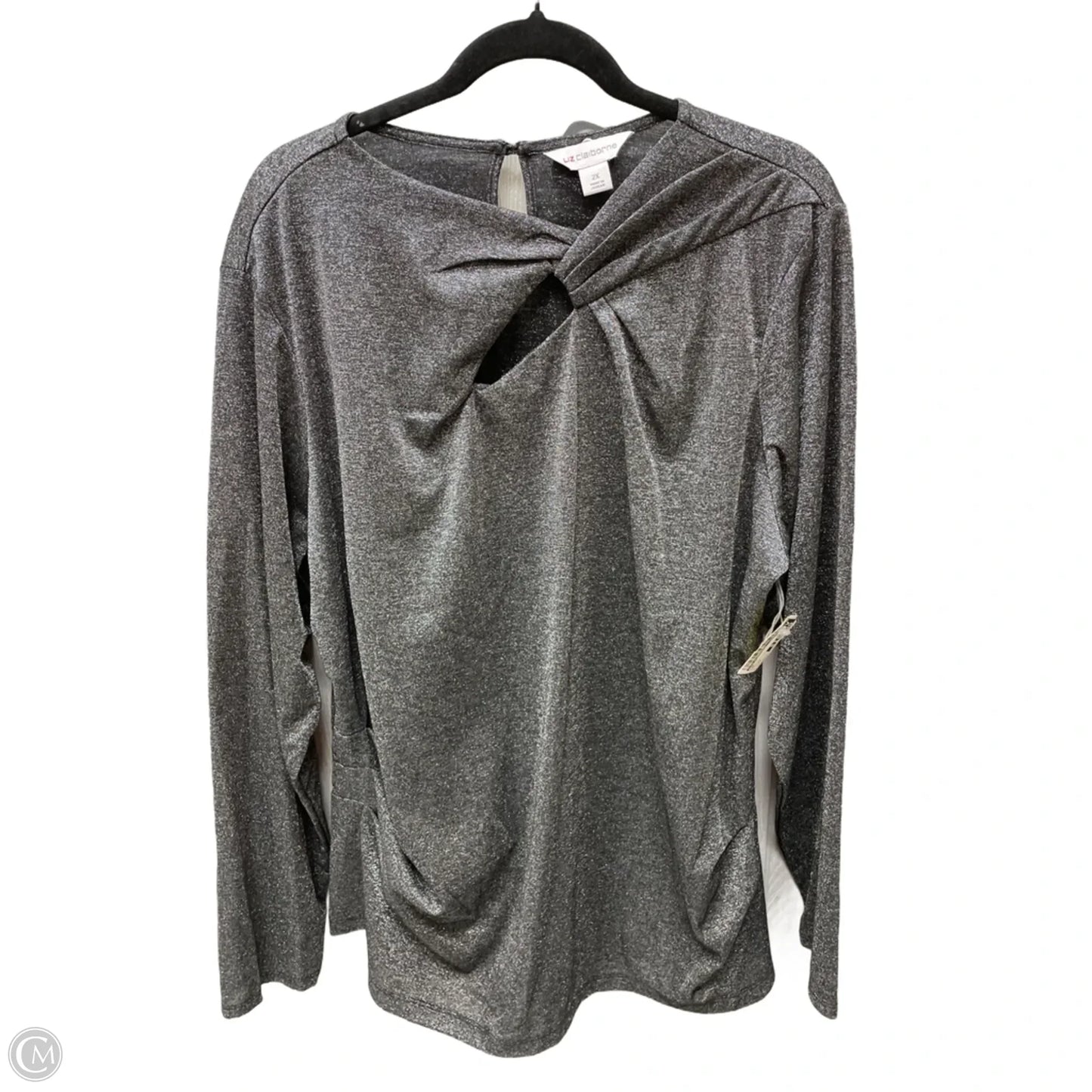 Top Long Sleeve By Liz Claiborne In Grey, Size: 2x