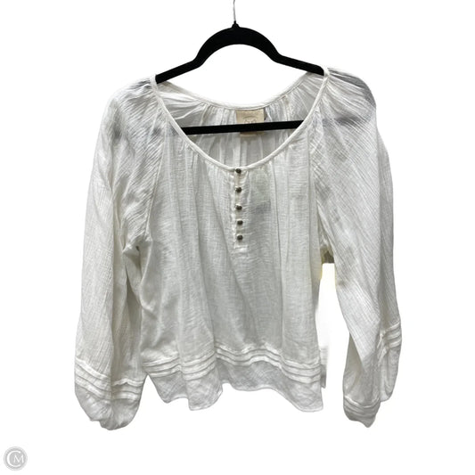 Top Long Sleeve By VANESSA VIRGINA  In Cream, Size: Xs