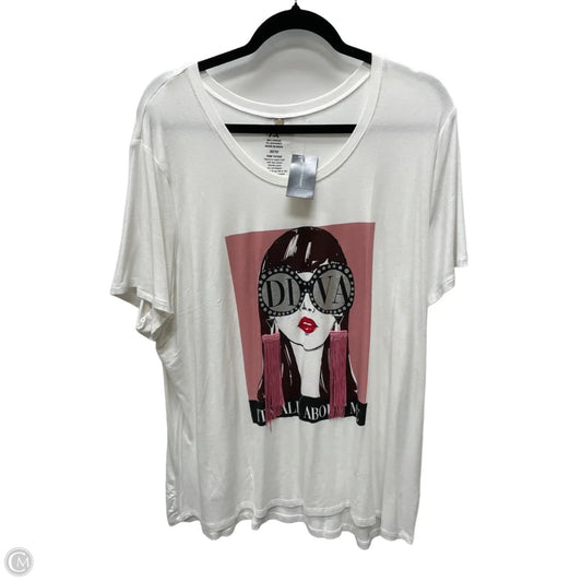 Top Short Sleeve By Ashley Stewart In White, Size: 4x