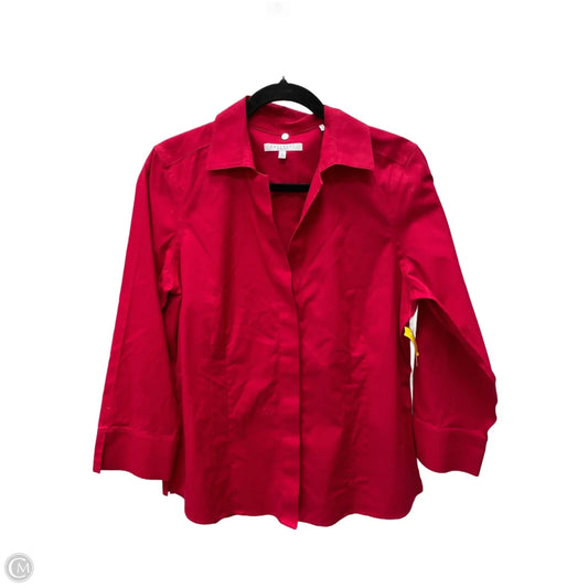 Top Long Sleeve By Foxcroft In Red, Size: M