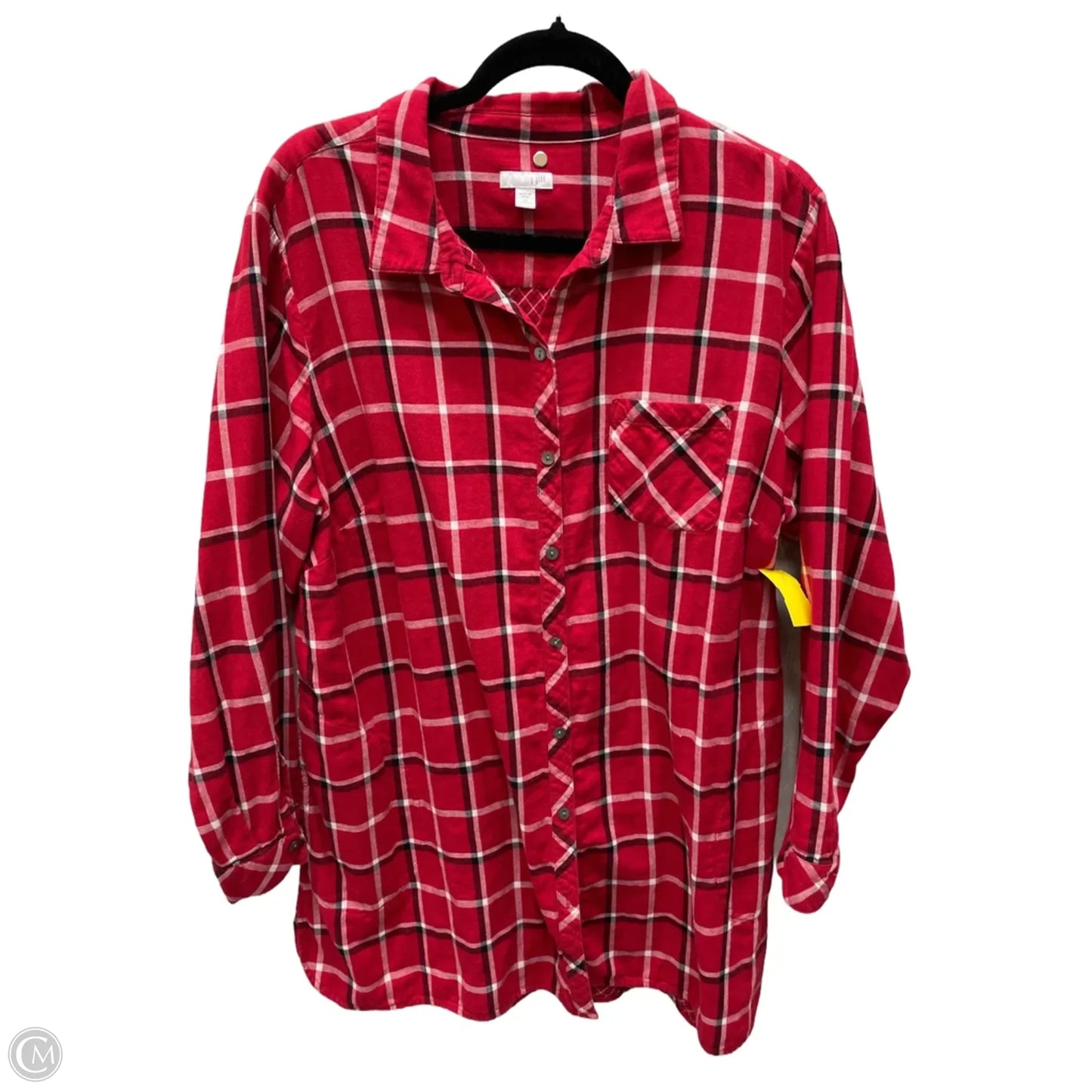 Top Long Sleeve By J. Jill In Plaid Pattern, Size: 2x