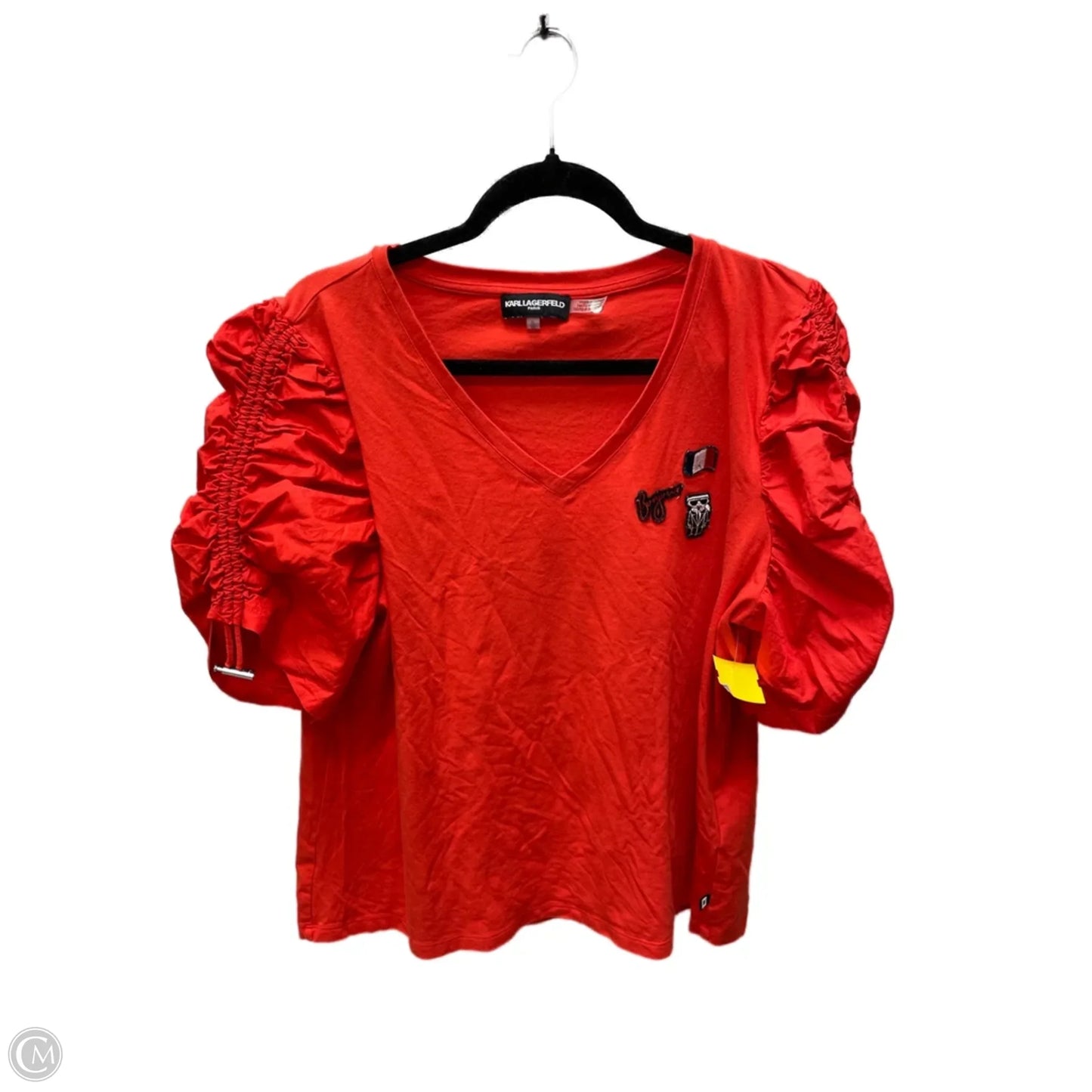 Top Short Sleeve Designer By Karl Lagerfeld In Orange, Size: Xl