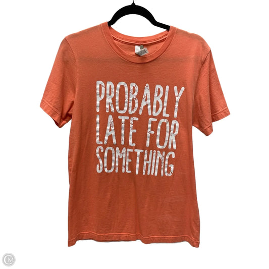 Top Short Sleeve By Canvas In Peach, Size: M