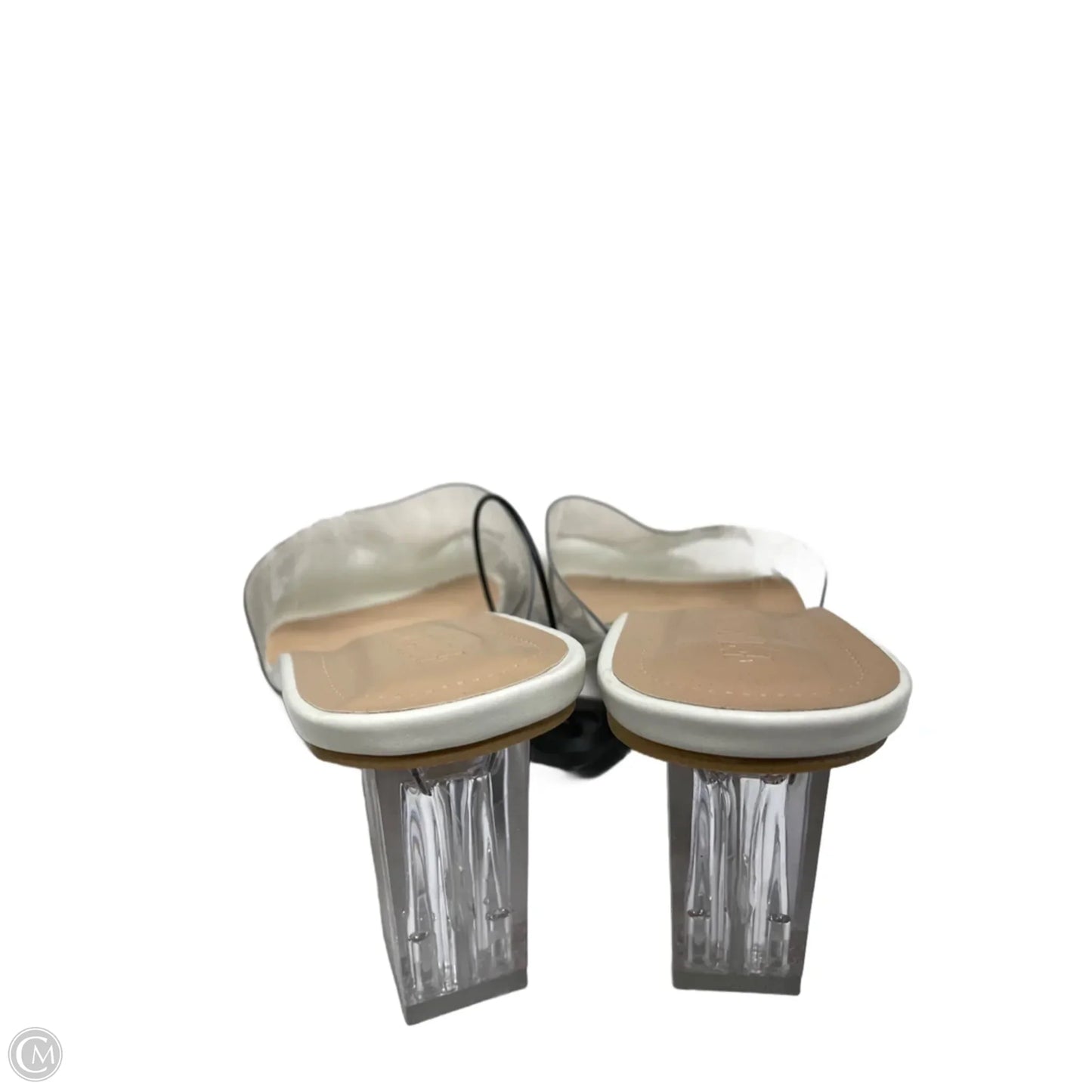 Sandals Heels Block By Fashion -  In Tan & White, Size: 9.5