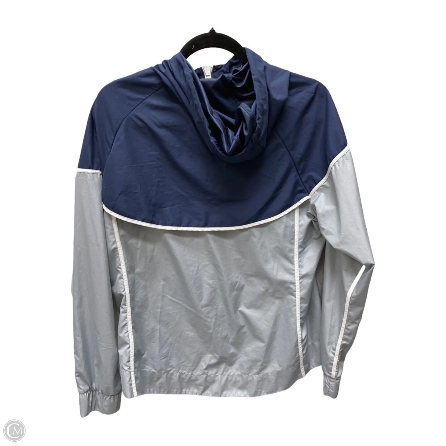 Athletic Jacket By Nike Apparel In Blue & Grey, Size: M