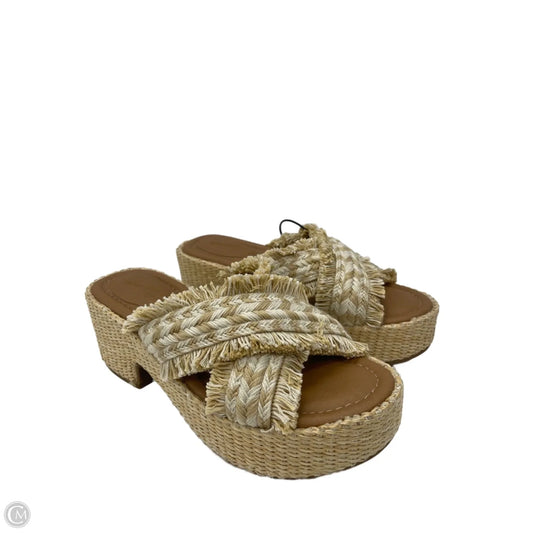 Sandals Heels Wedge By Universal Thread In Tan & White, Size: 6