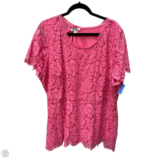Top Short Sleeve By Isaac Mizrahi Live Qvc In Pink, Size: 3x