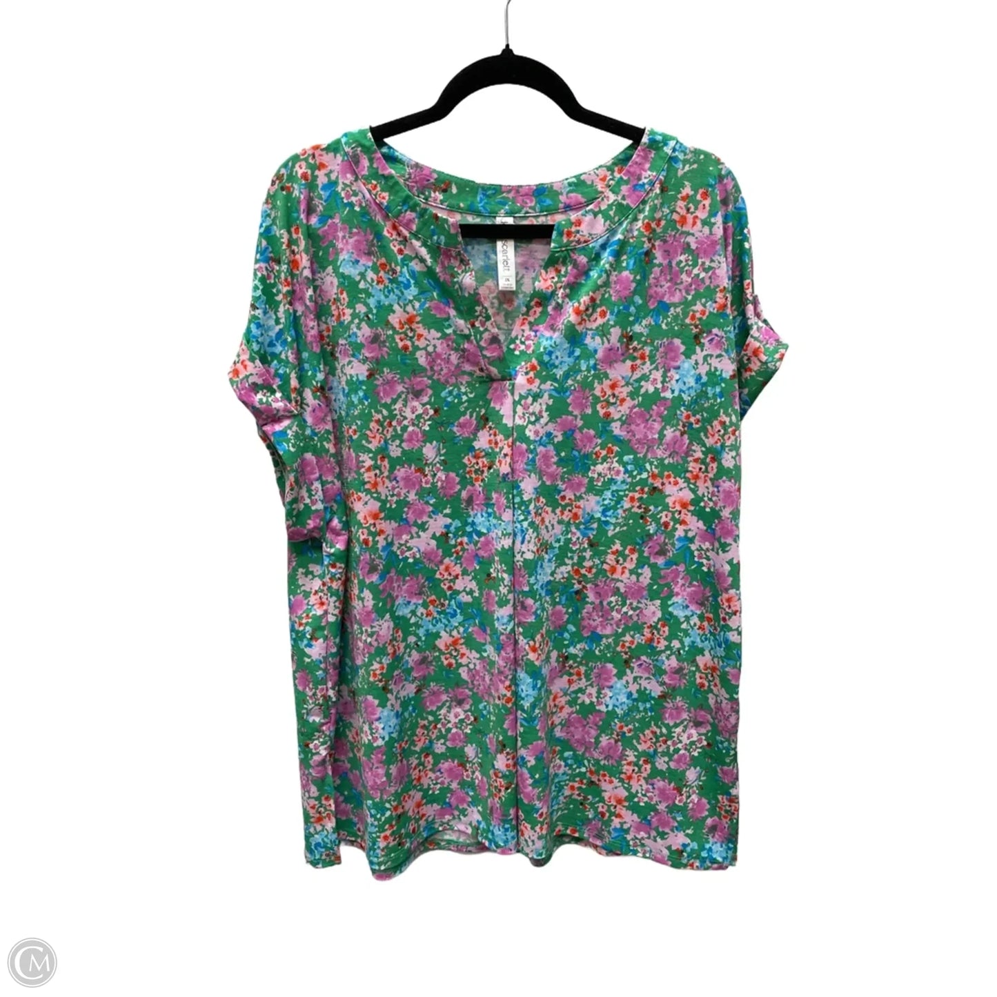 Blouse Short Sleeve By Dear Scarlett In Floral Print, Size: 2x