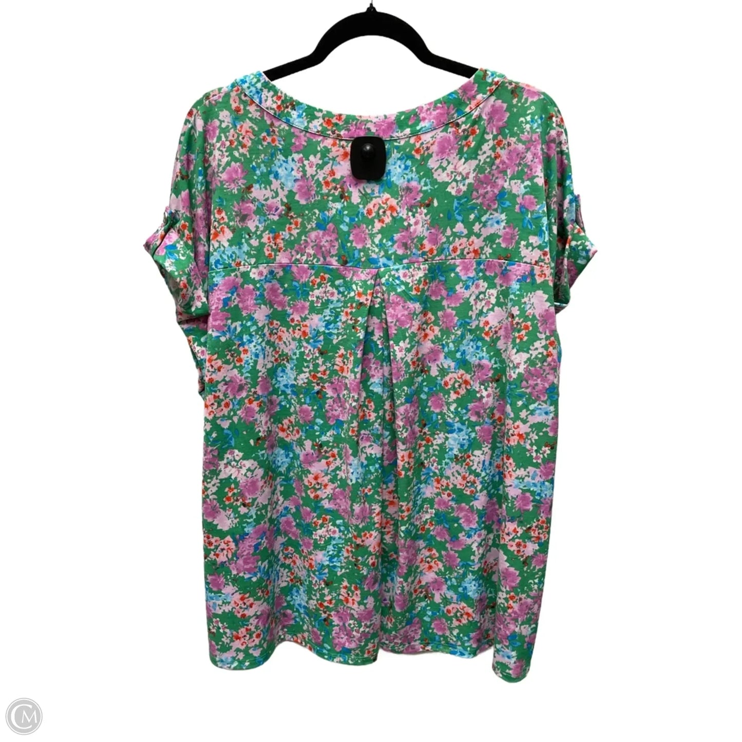 Blouse Short Sleeve By Dear Scarlett In Floral Print, Size: 2x