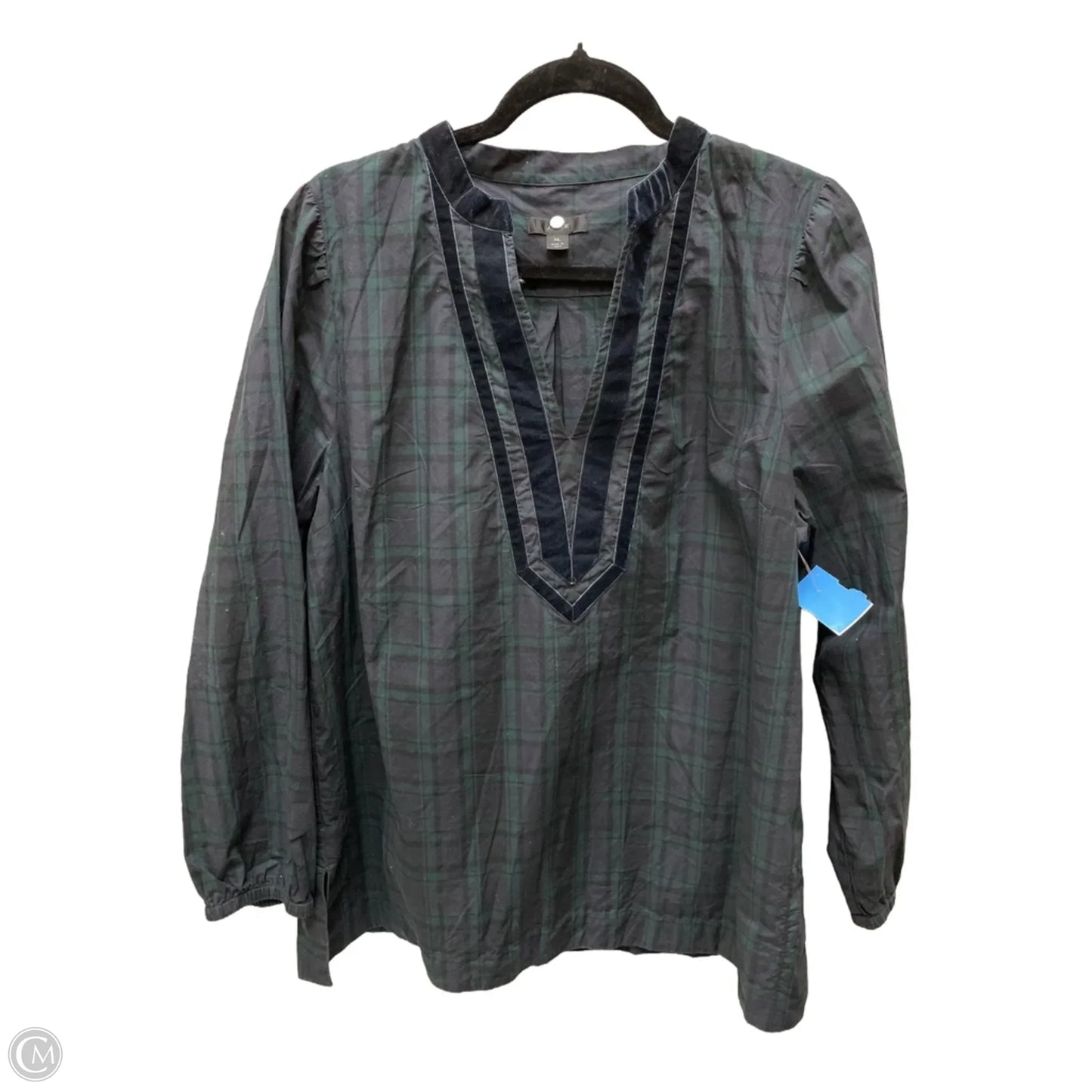 Top Long Sleeve By J. Crew In Plaid Pattern, Size: Xl