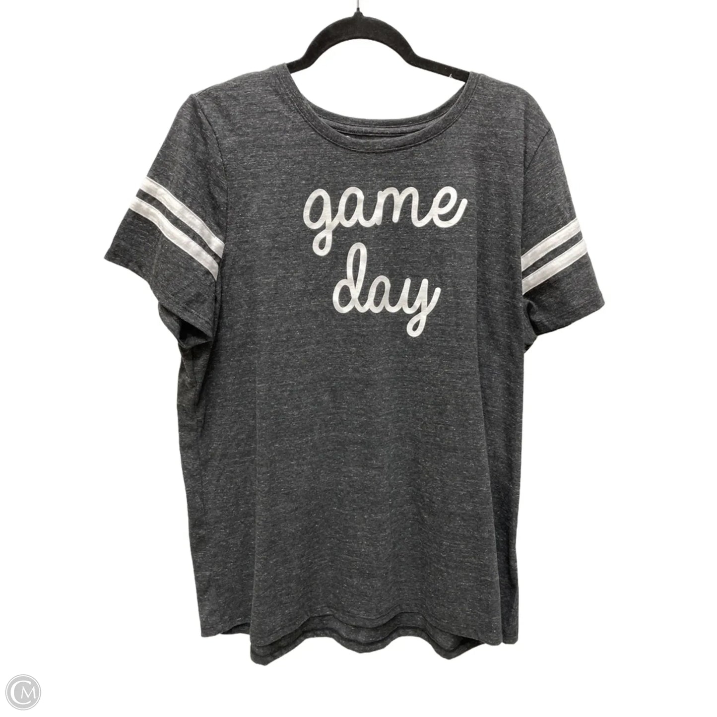 Top Short Sleeve By Lane Bryant In Grey & White, Size: 1x