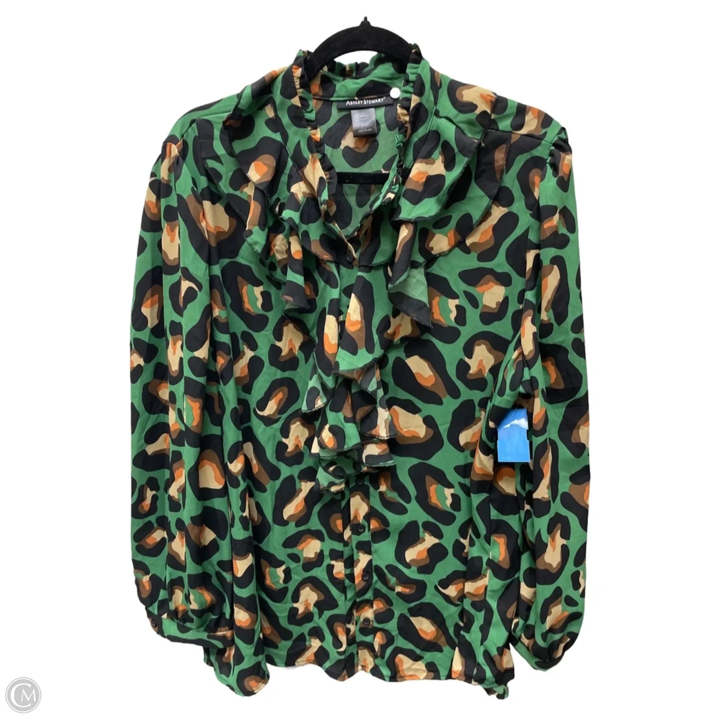 Blouse Long Sleeve By Ashley Stewart In Animal Print, Size: 1x