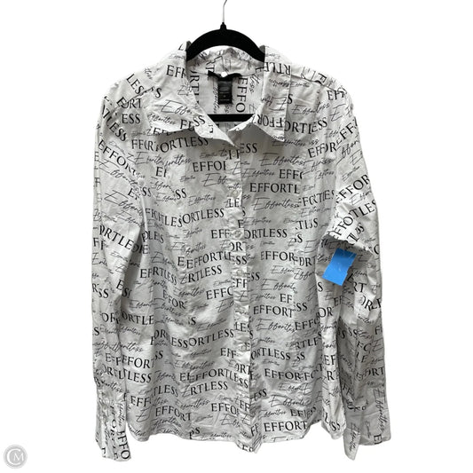 Top Long Sleeve By Ashley Stewart In Black & White, Size: 1x