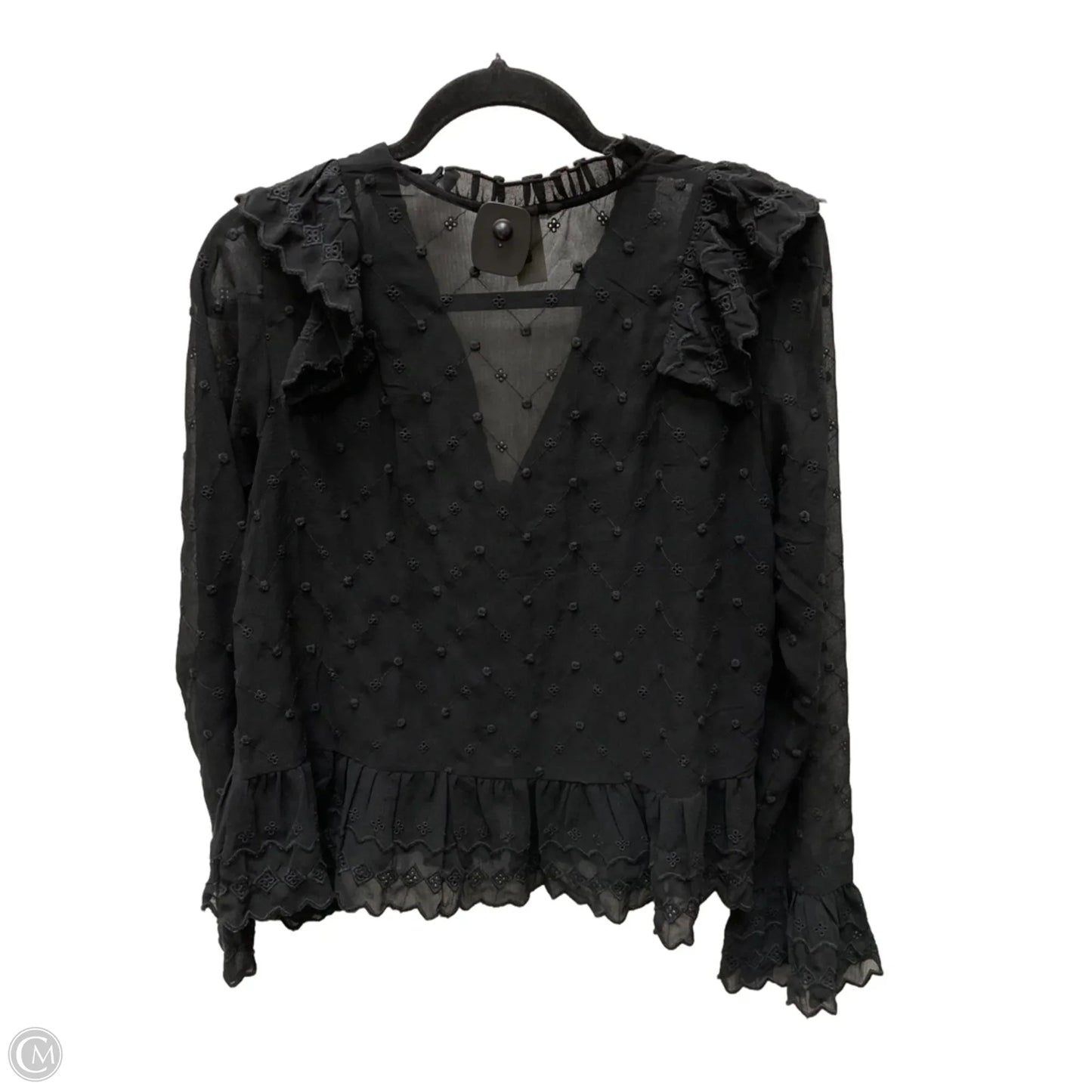 Blouse Long Sleeve By H&m In Black, Size: M