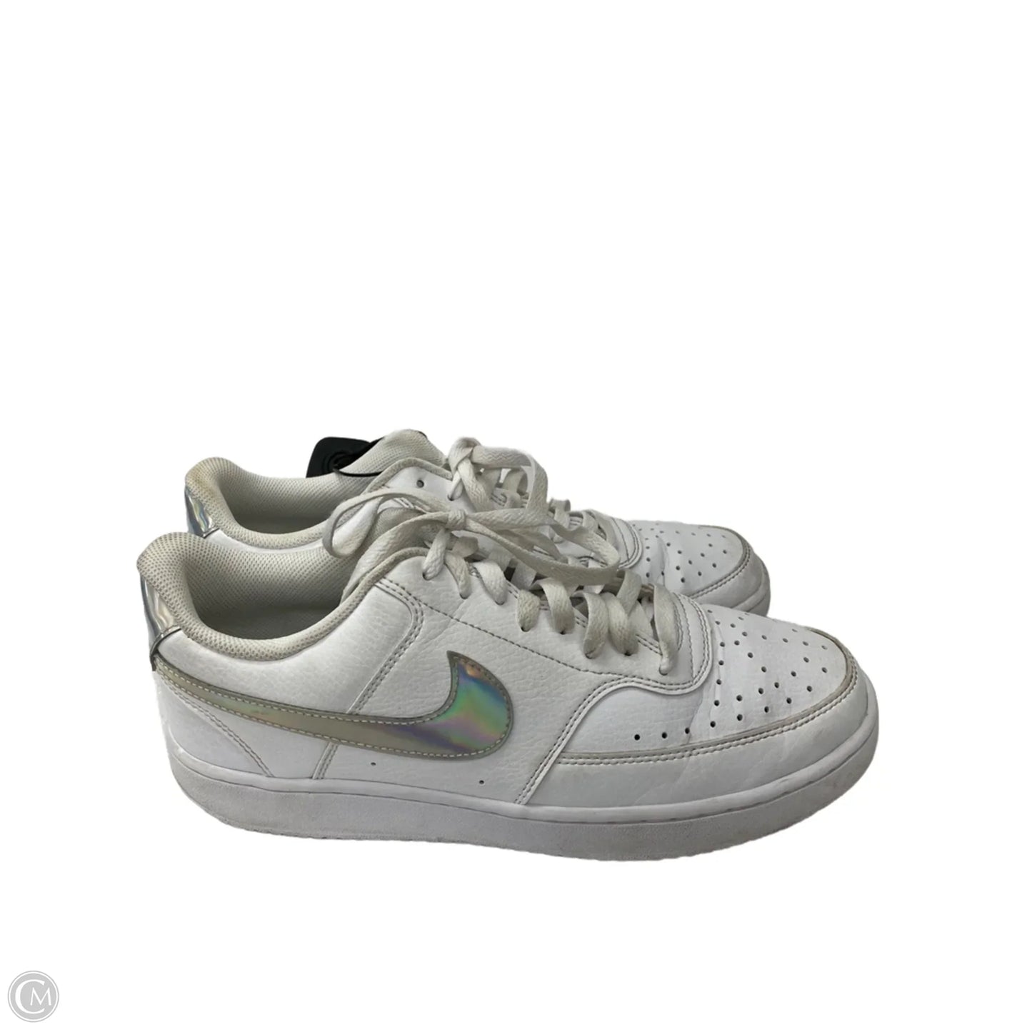 Shoes Sneakers By Nike In Silver & White, Size: 8.5