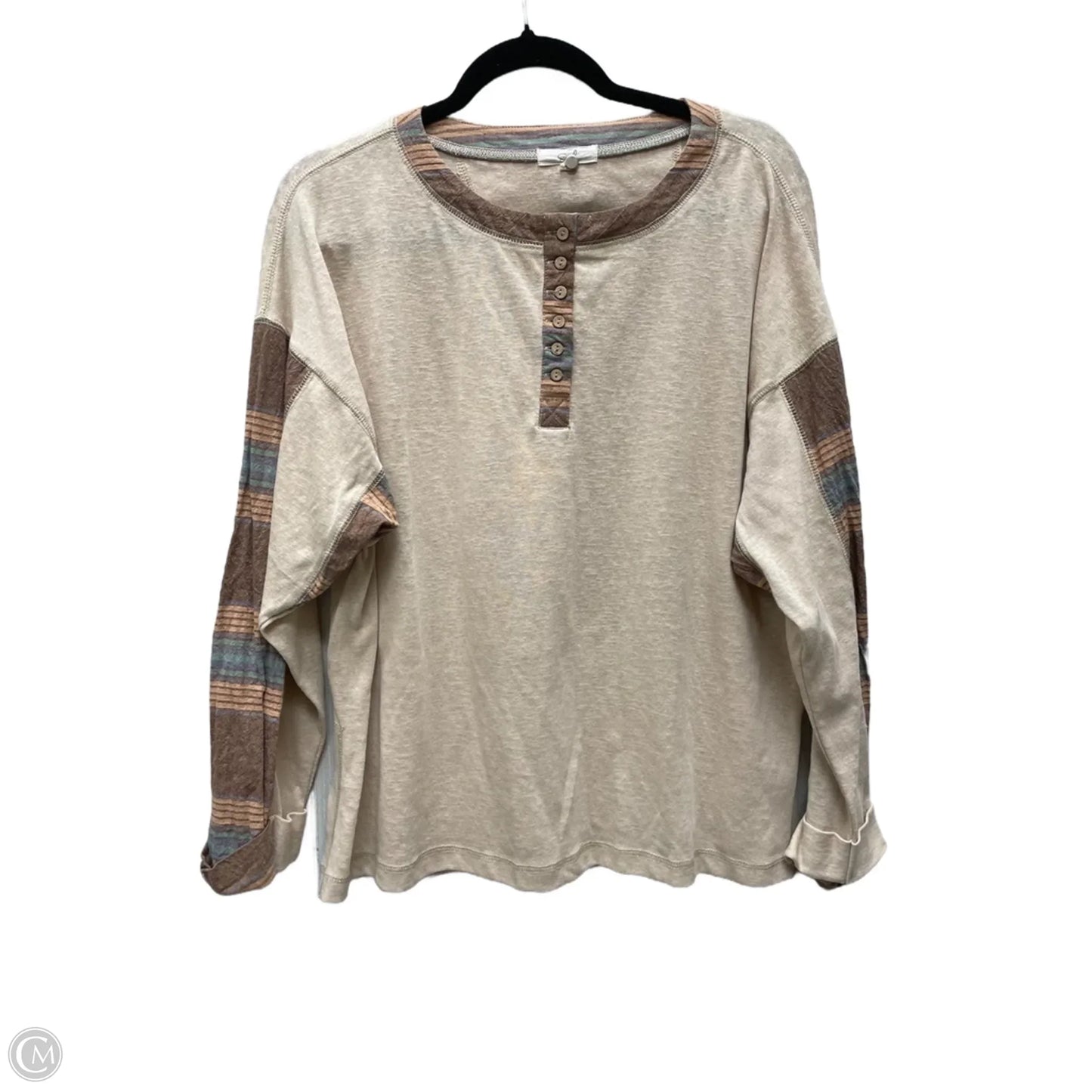 Top Long Sleeve By Easel In Brown & Tan, Size: S