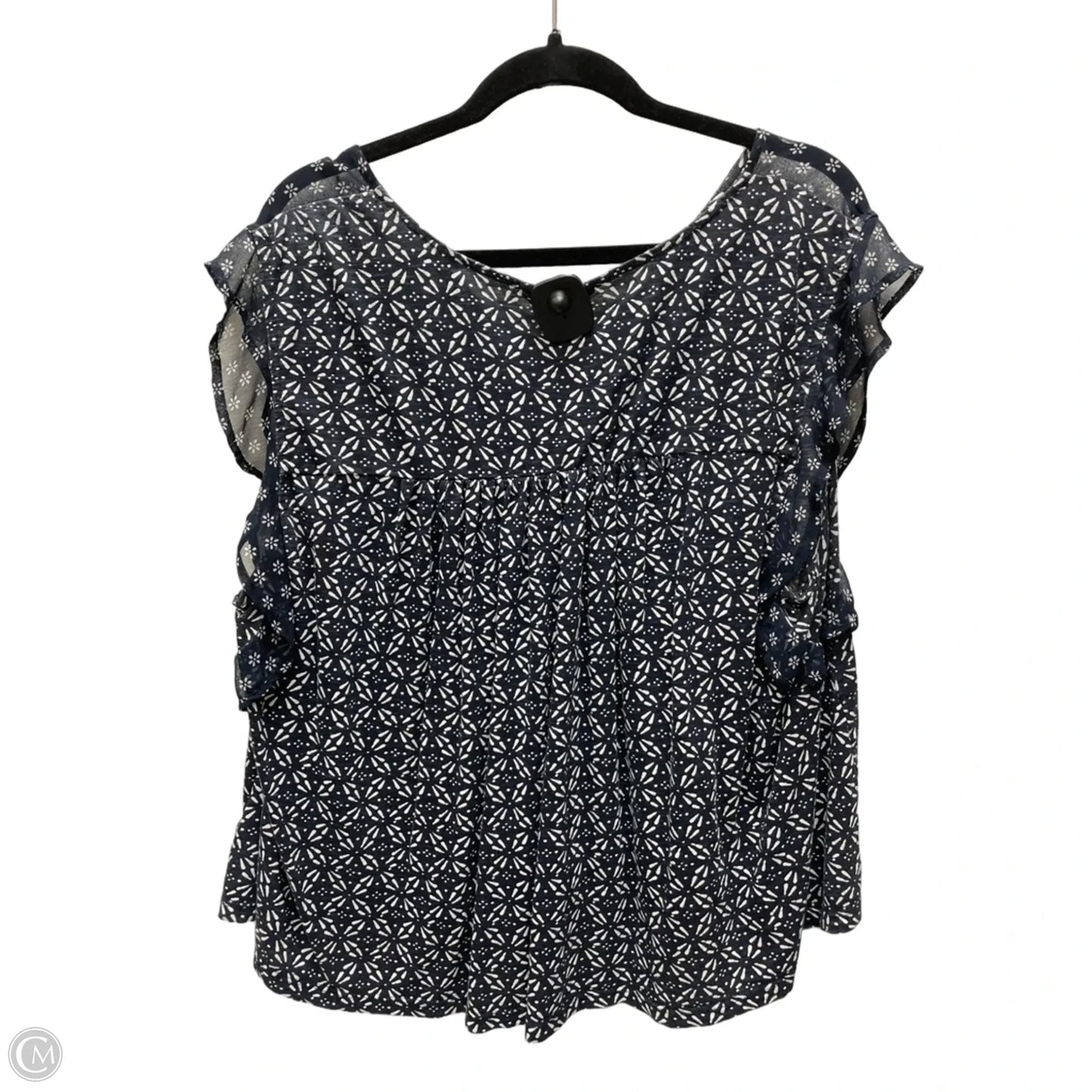 Top Sleeveless By Lucky Brand In Blue & White, Size: 3x