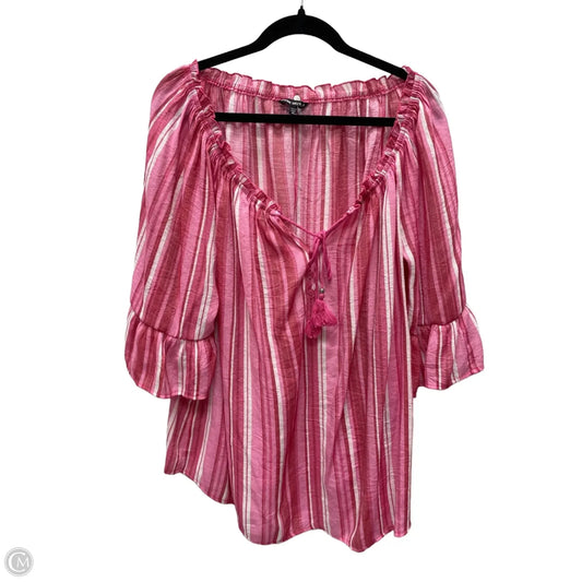 Top Short Sleeve By Unique Spectrum In Pink, Size: 2x