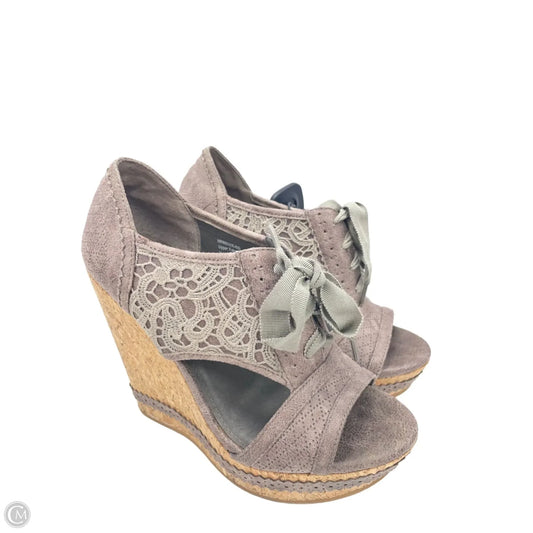 Sandals Heels Wedge By Not Rated In Brown & Green, Size: 6
