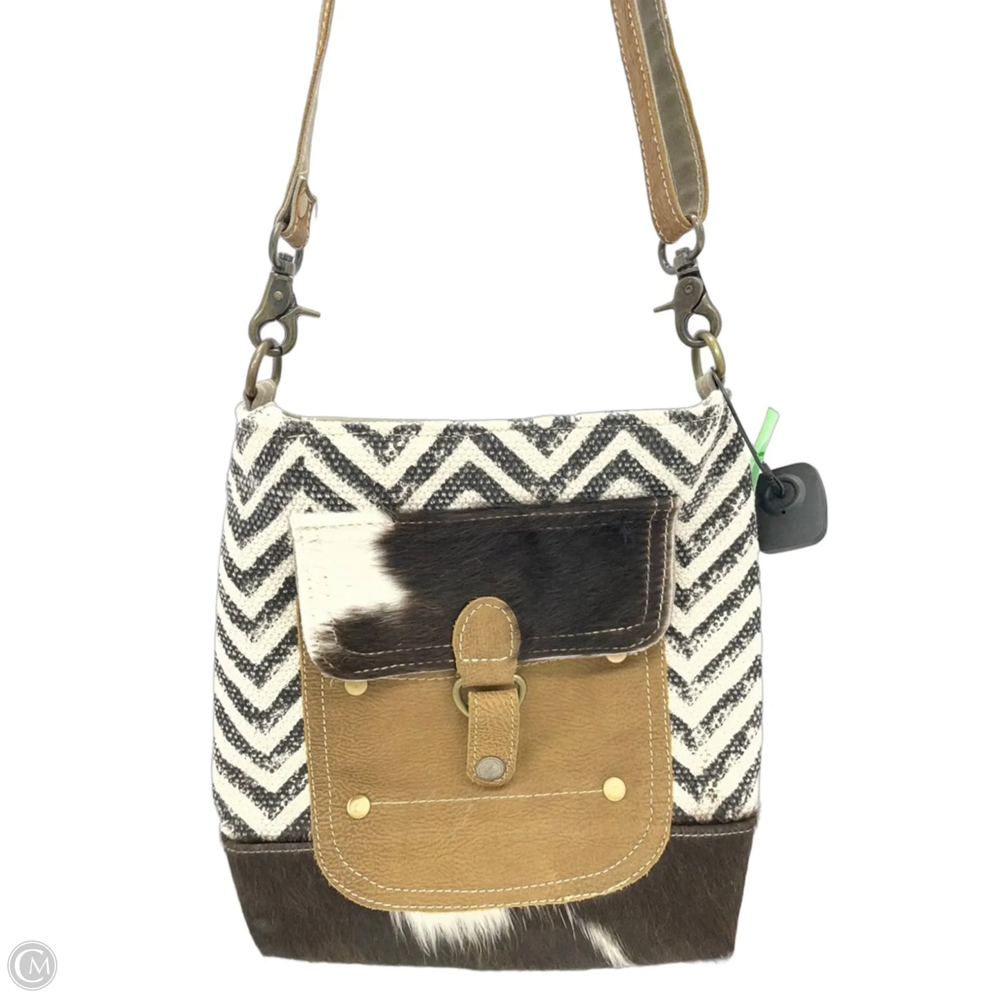 Crossbody Leather By Mystree, Size: Medium