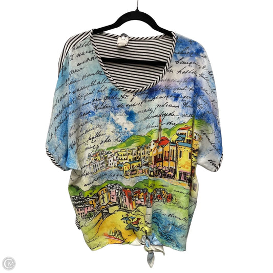 Top Short Sleeve By Chicos In Striped Pattern, Size: Xl