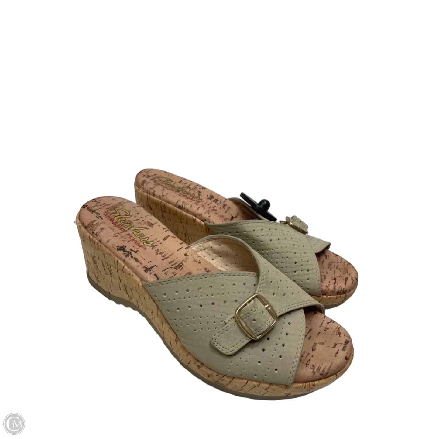 Sandals Heels Wedge By Skechers In Taupe, Size: 9