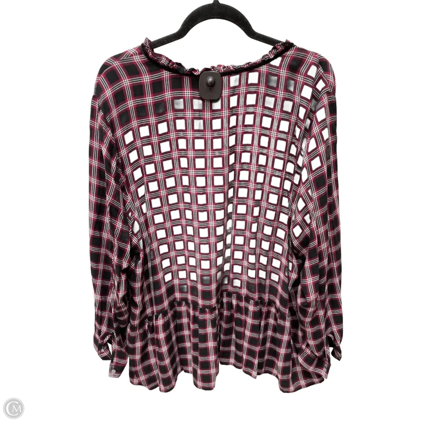 Top Long Sleeve By Loft In Plaid Pattern, Size: 3x
