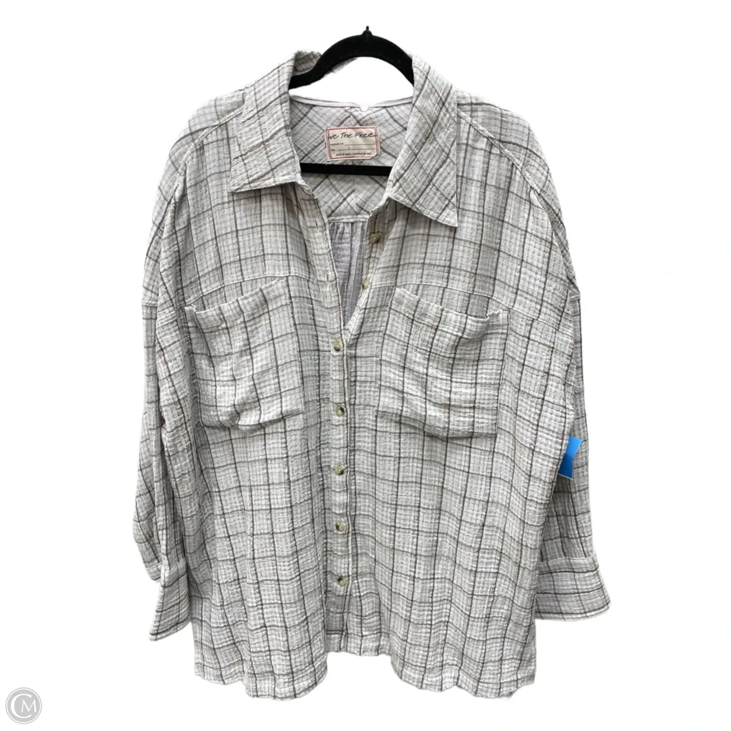 Top Long Sleeve By We The Free In Plaid Pattern, Size: L