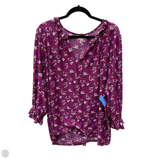 Top Long Sleeve By Melloday In Floral Print, Size: 3x