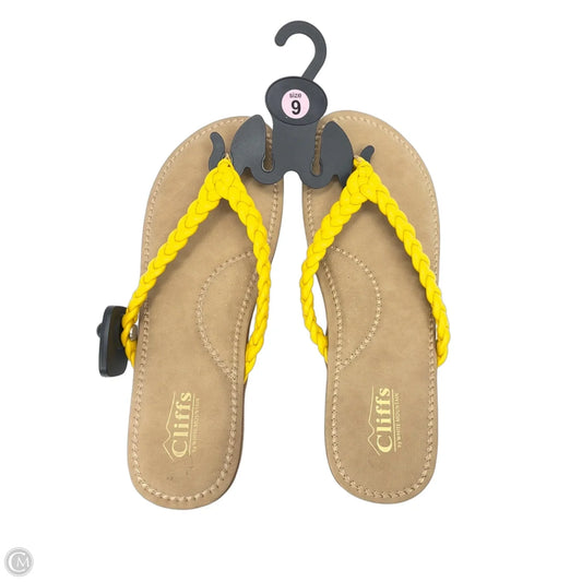 Sandals Flats By Cliffs By White Mountain In Tan & Yellow, Size: 9