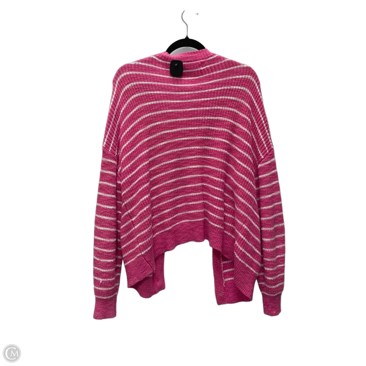 Sweater Cardigan By Loft In Striped Pattern, Size: L