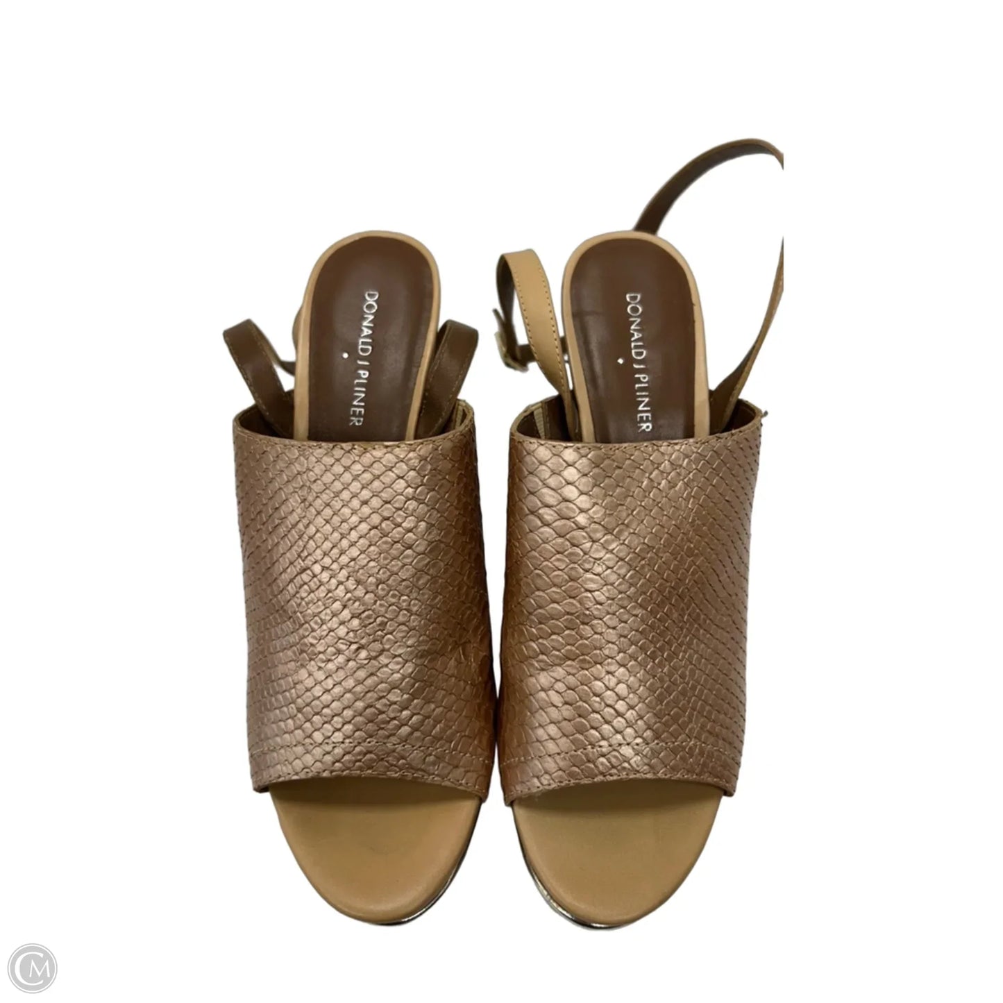 Sandals Heels Platform By Donald Pliner In Tan & White, Size: 9