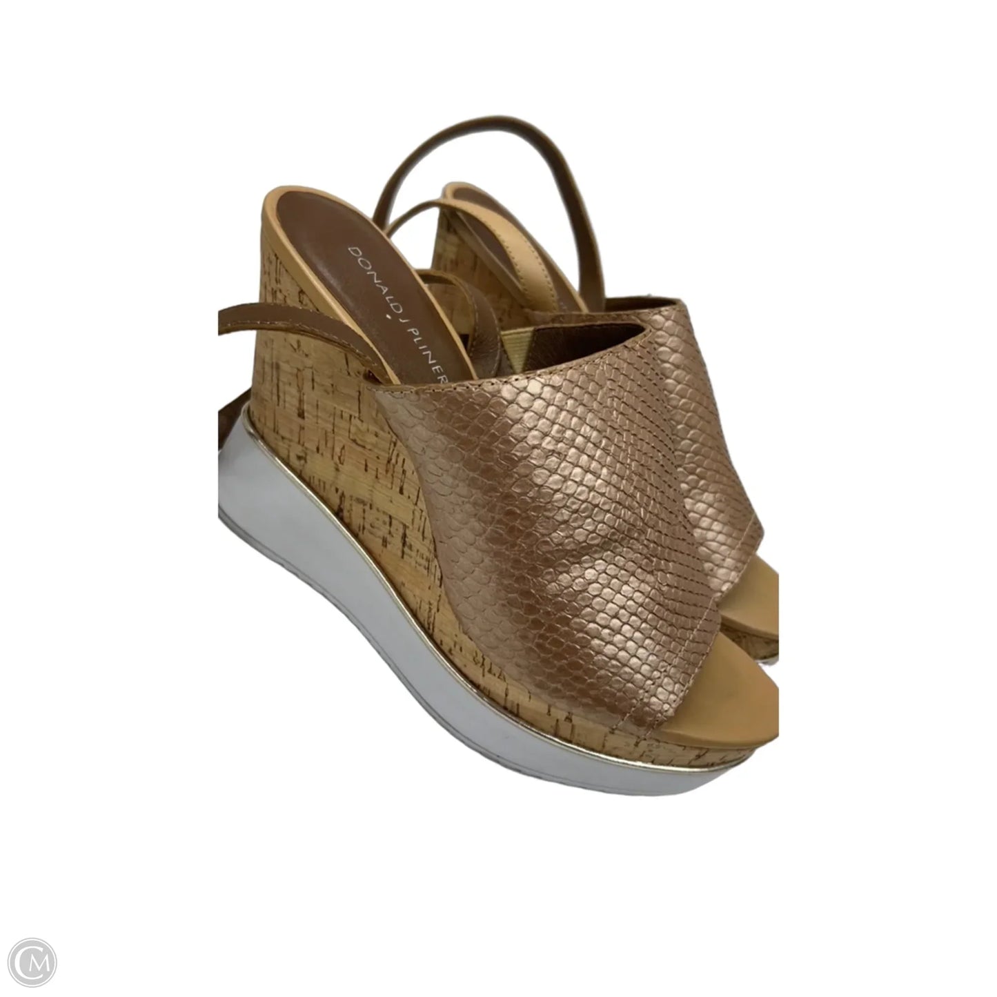 Sandals Heels Platform By Donald Pliner In Tan & White, Size: 9