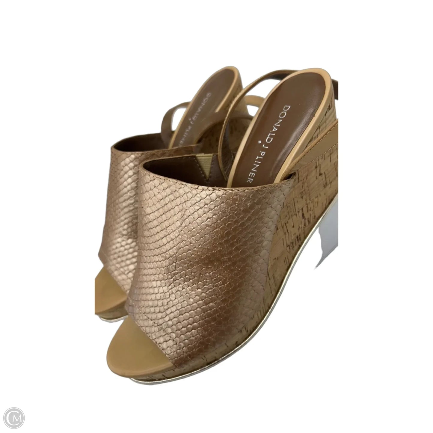 Sandals Heels Platform By Donald Pliner In Tan & White, Size: 9
