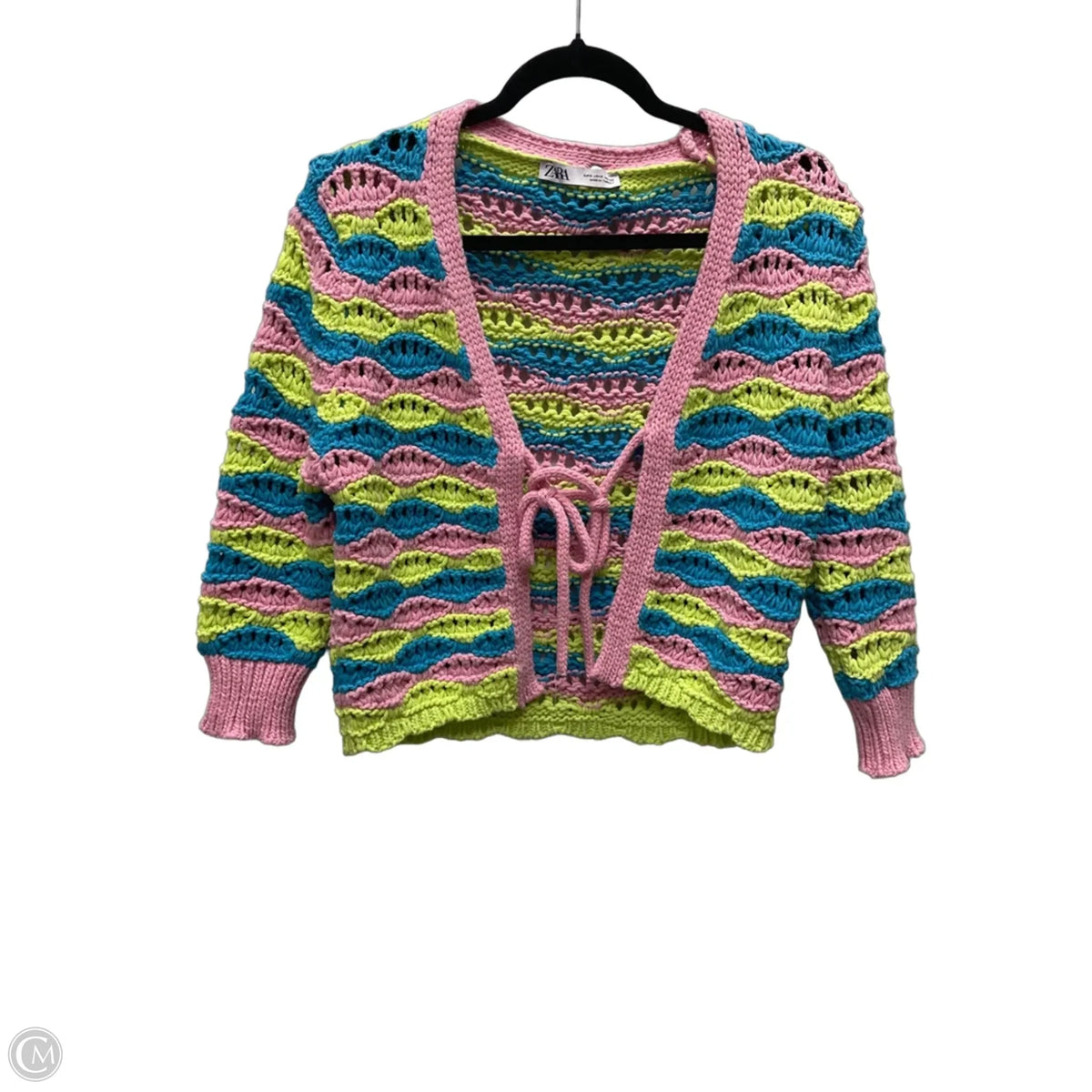 Sweater Cardigan By Zara In Striped Pattern, Size: S