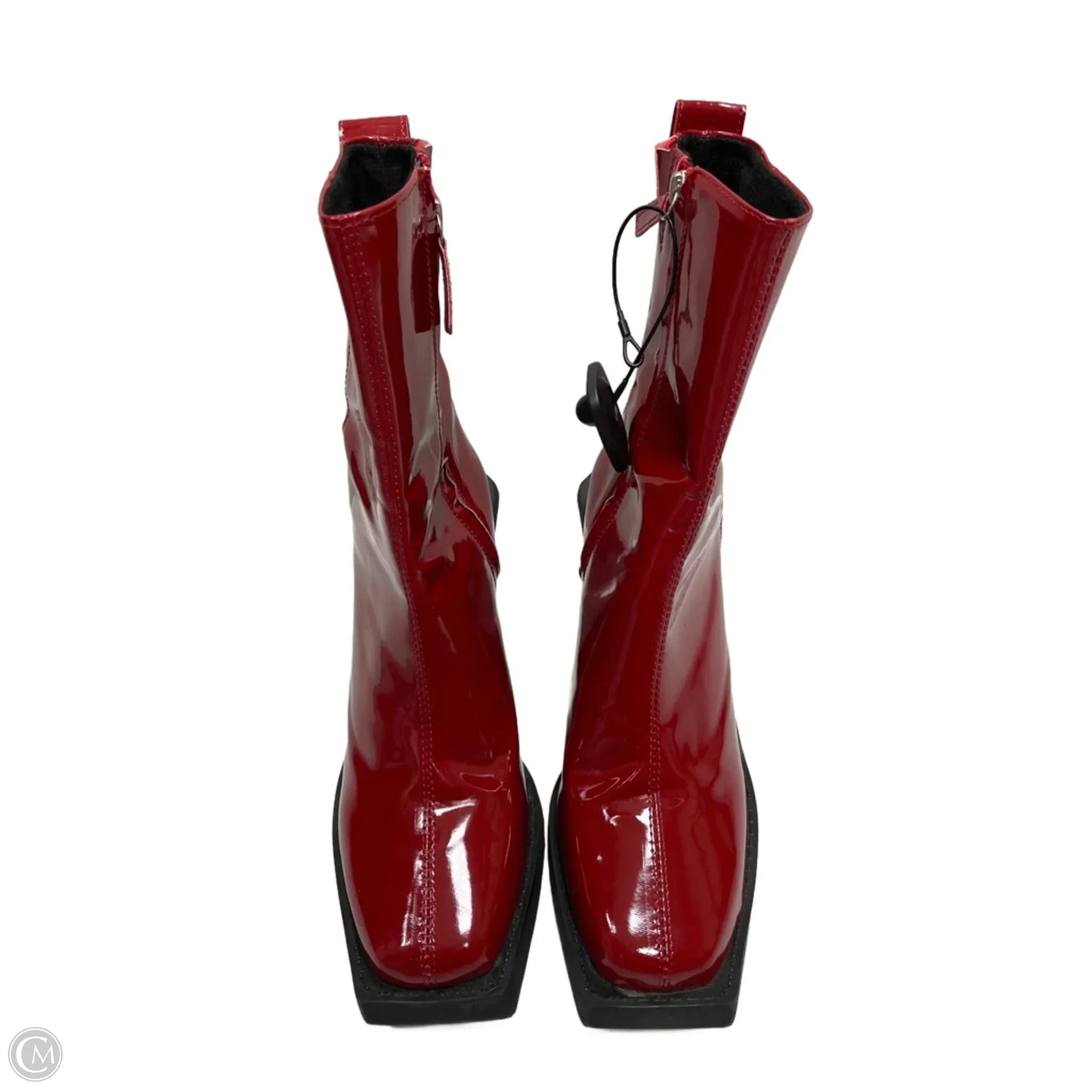 Boots Ankle Heels By Asos In Black & Red, Size: 9