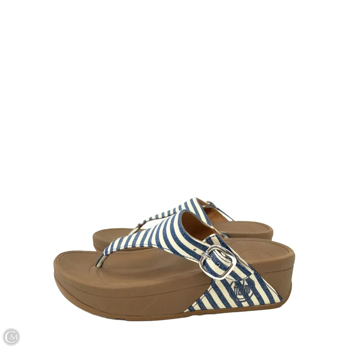 Sandals Heels Wedge By Fitflop In Striped Pattern, Size: 6