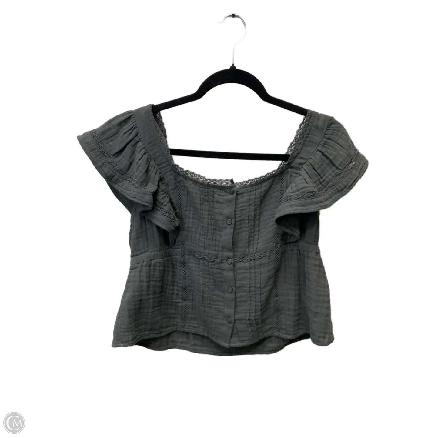Top Short Sleeve By Aerie In Grey, Size: L