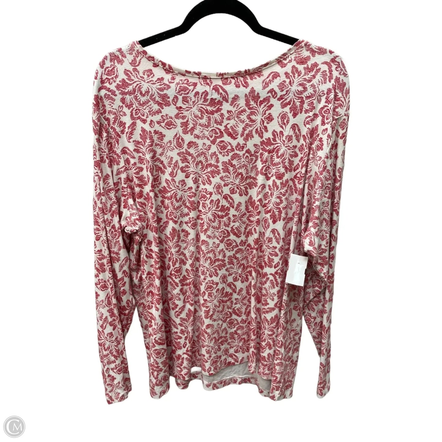 Top Long Sleeve By Croft And Barrow In Red & White, Size: 2x