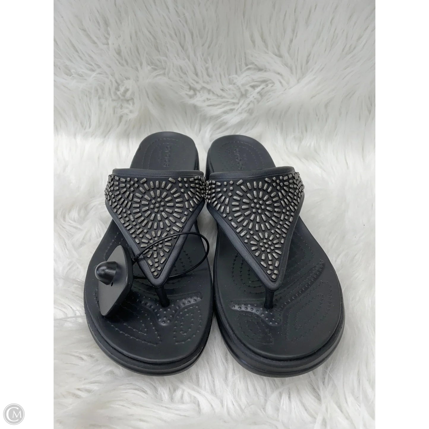 Sandals Heels Platform By Crocs In Black, Size: 10