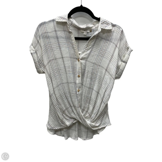Top Short Sleeve By Mine In Plaid Pattern, Size: S