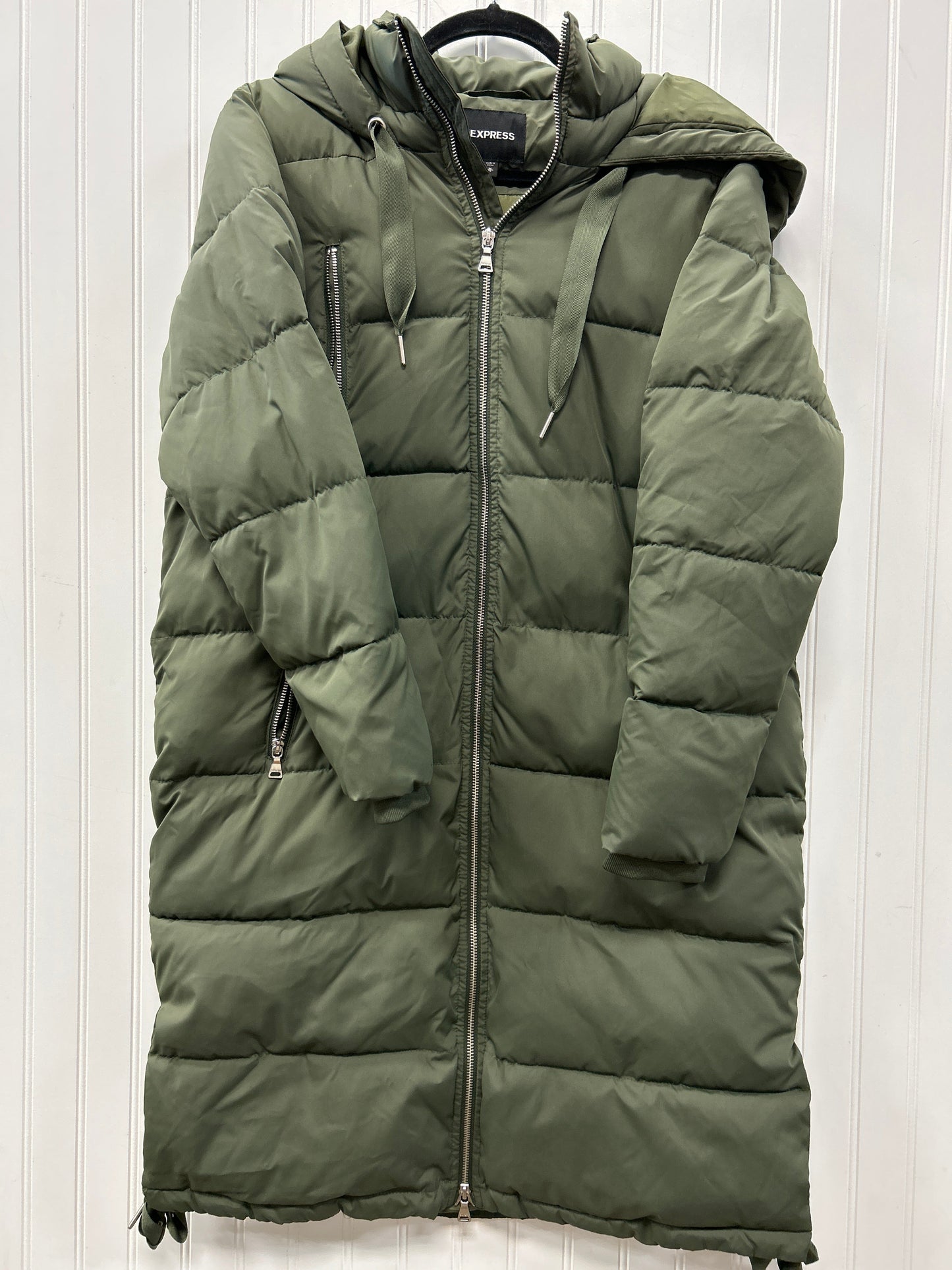 Coat Puffer & Quilted By Express In Green, Size:M
