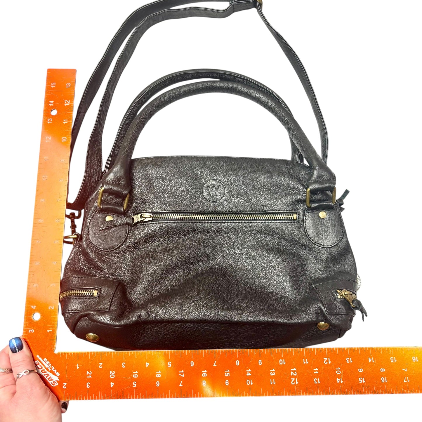 Handbag Leather By Wandererstravelco, Size: Medium