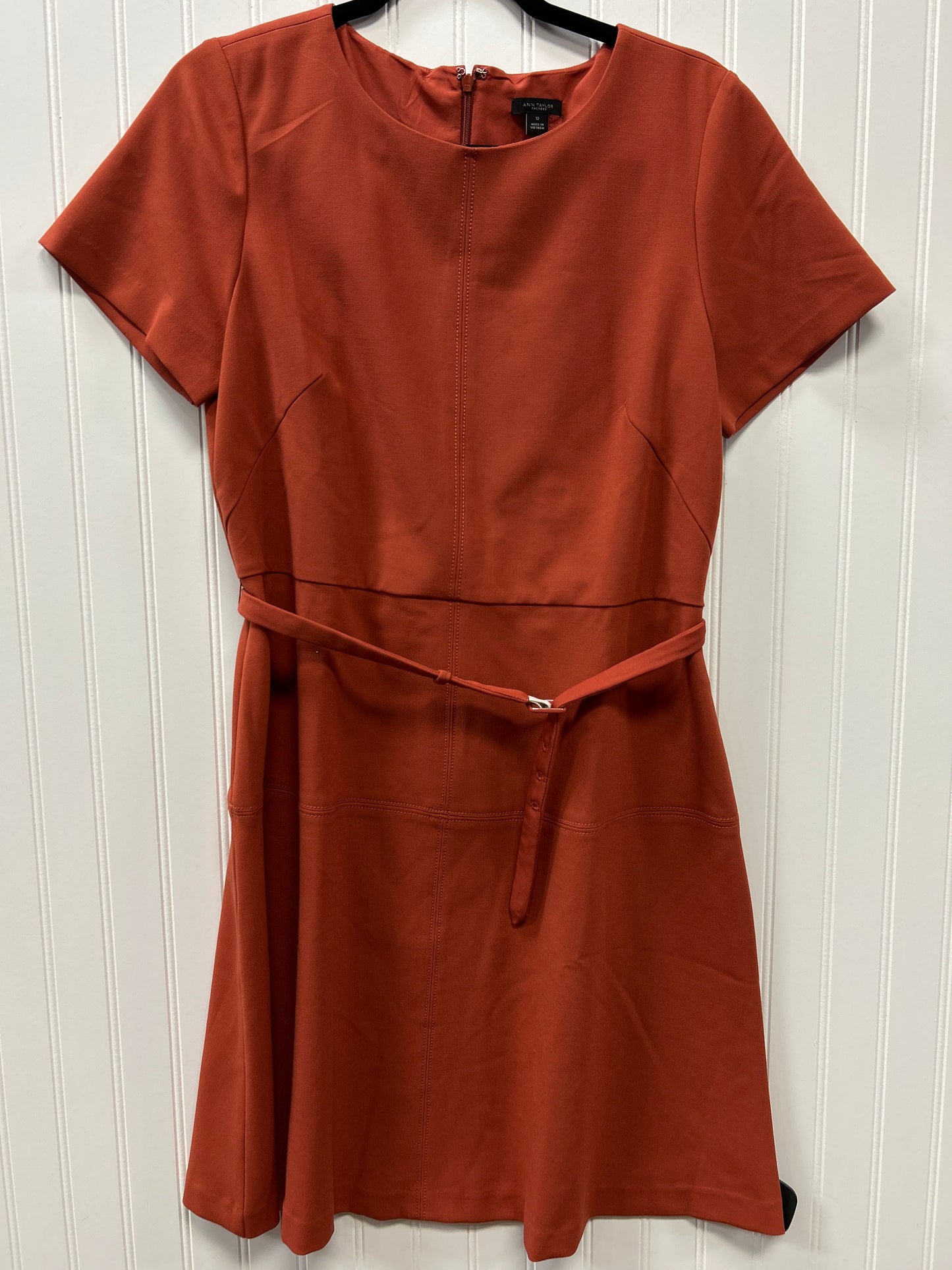 Dress Casual Midi By Ann Taylor In Orange, Size:12