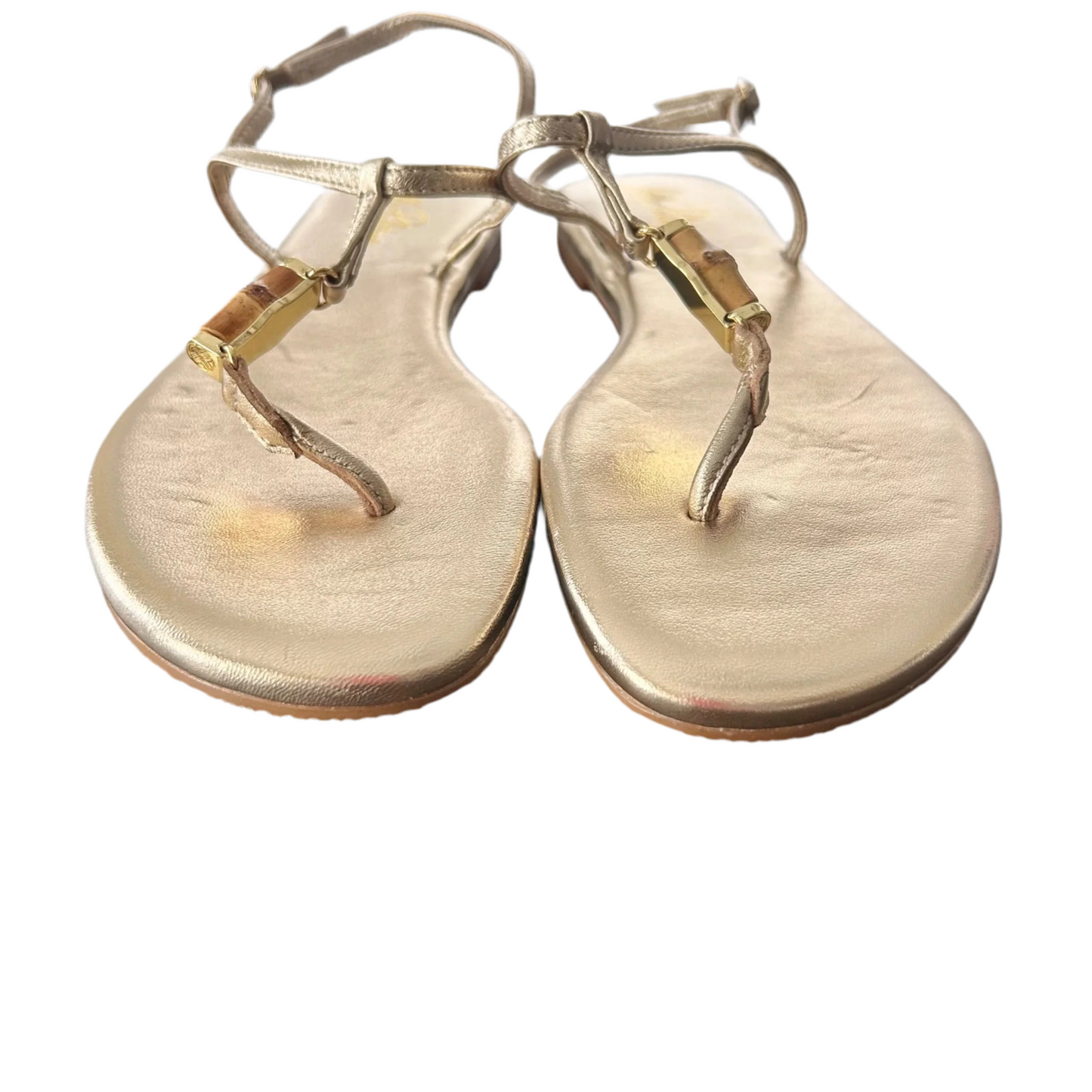 Sandals Designer By Lilly Pulitzer In Gold, Size: 6