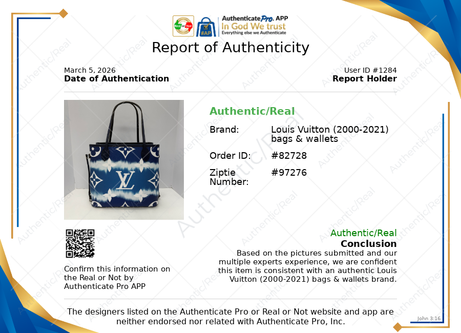 Handbag Luxury Designer By Louis Vuitton In Blue & White, Size:Medium