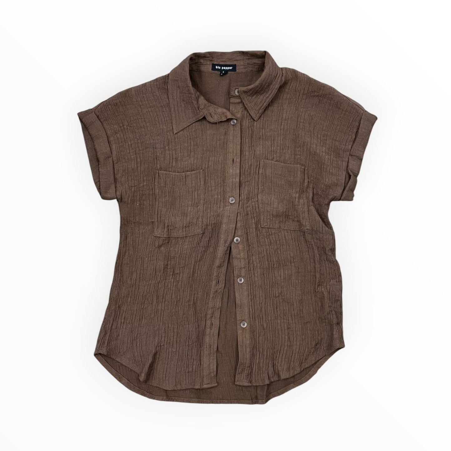 Blouse Ss By Blu Pepper In Brown, Size:M